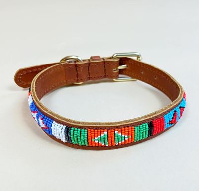 Plakkies Leder-Perlen-Halsband "Lego"