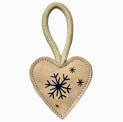 Hundespielzeug im Weihnachts-look aus Leder & Naturfaser