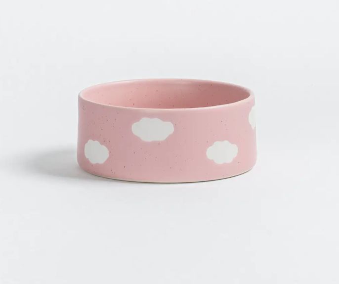 Hundenapf Keramik gebrannte Glasur wolken rosa