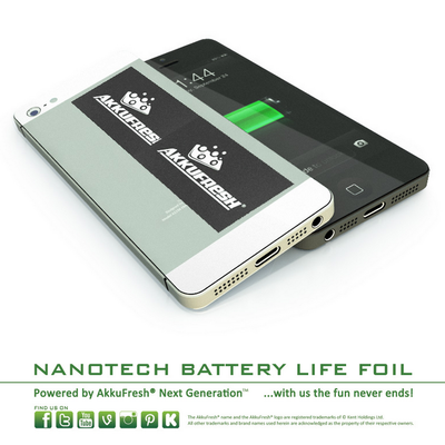 Akkufresh Battery Life Foil - Twin Pack - increase battery life!