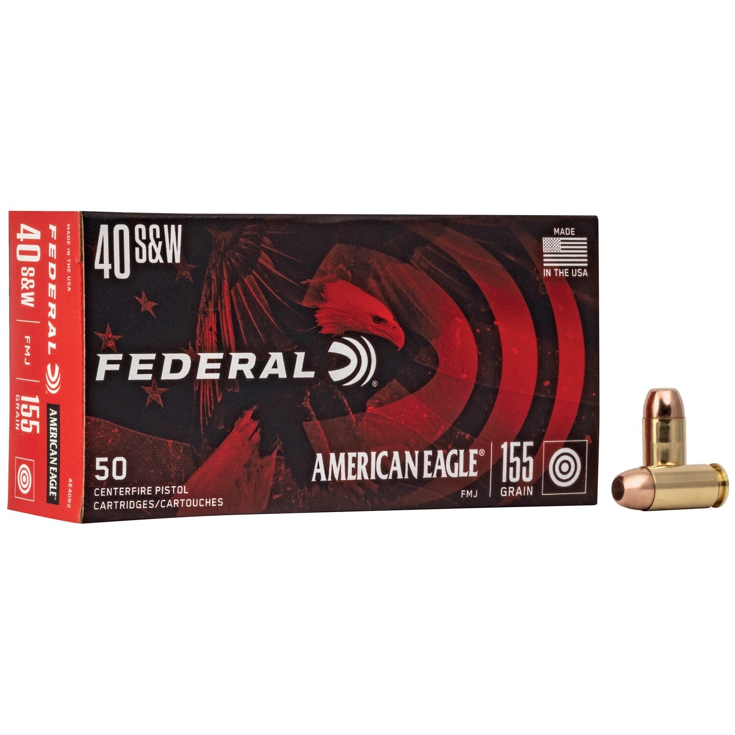 Fed Am Eagle 40s&w Fmj 50/1000, Bullet Weight: 155 grain