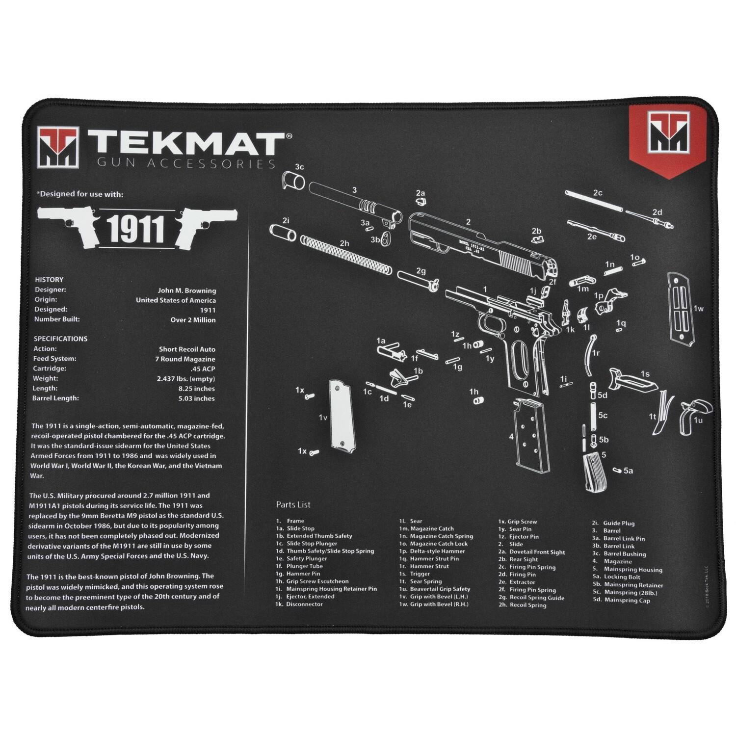 Tekmat Ultra Pstl Mat 1911 Blk