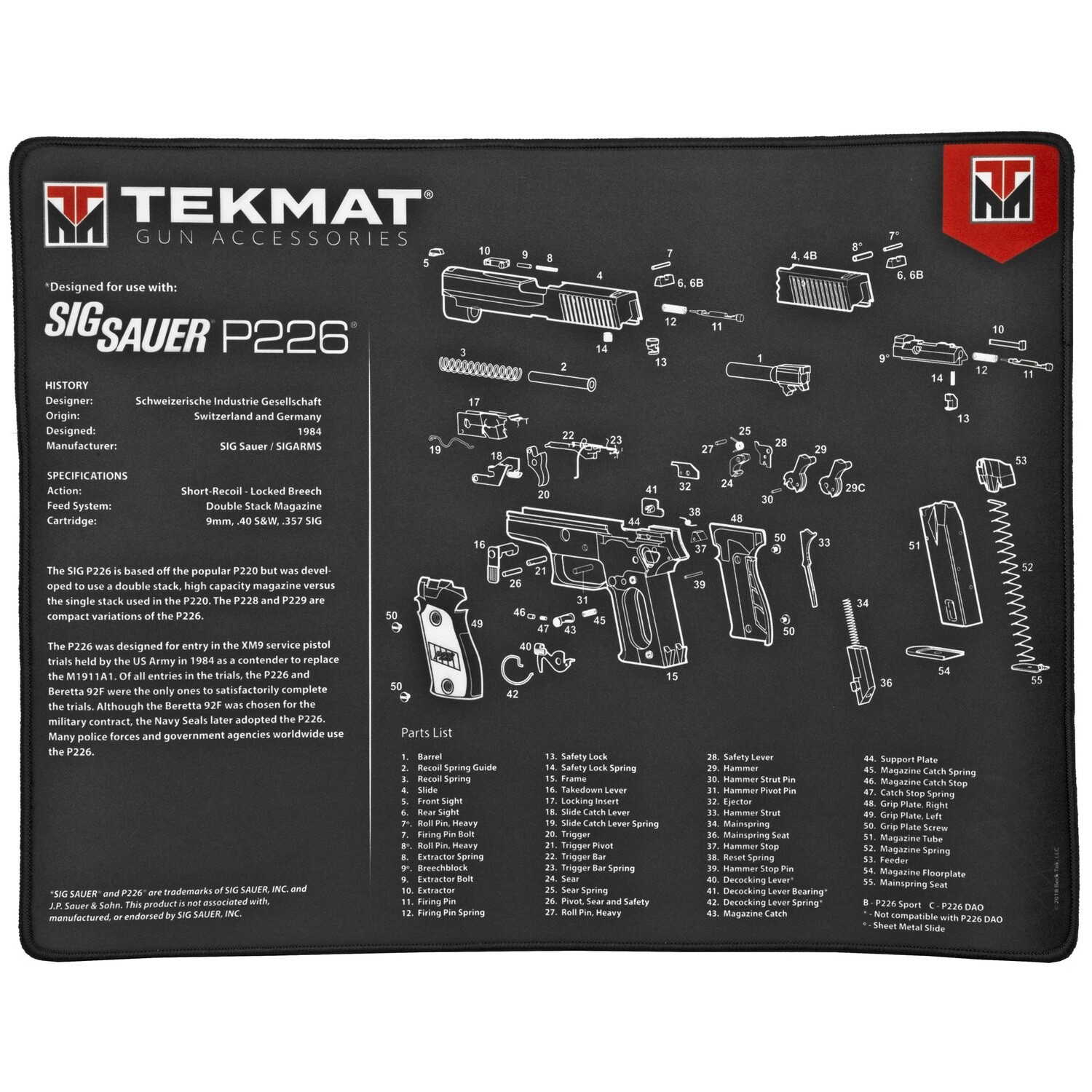 Tekmat Ultra Pstl Mat Sig P226 Blk