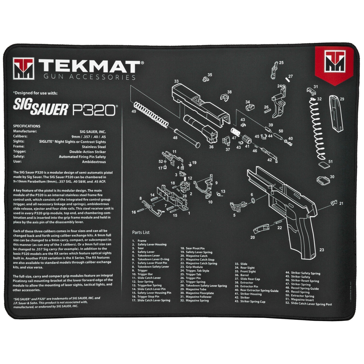 Tekmat Ultra Pstl Mat Sig P320 Blk