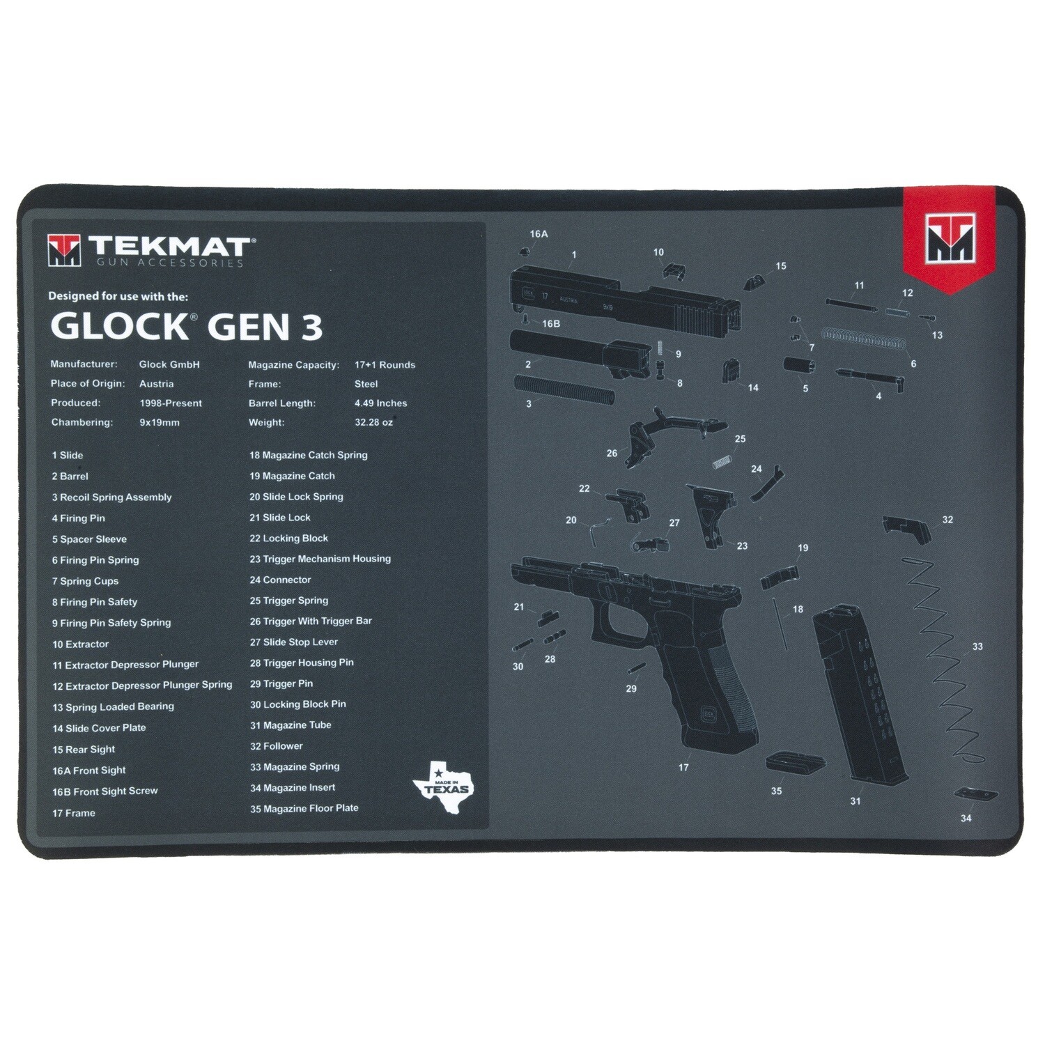 Tekmat Pistol Mat For Glock Gen3