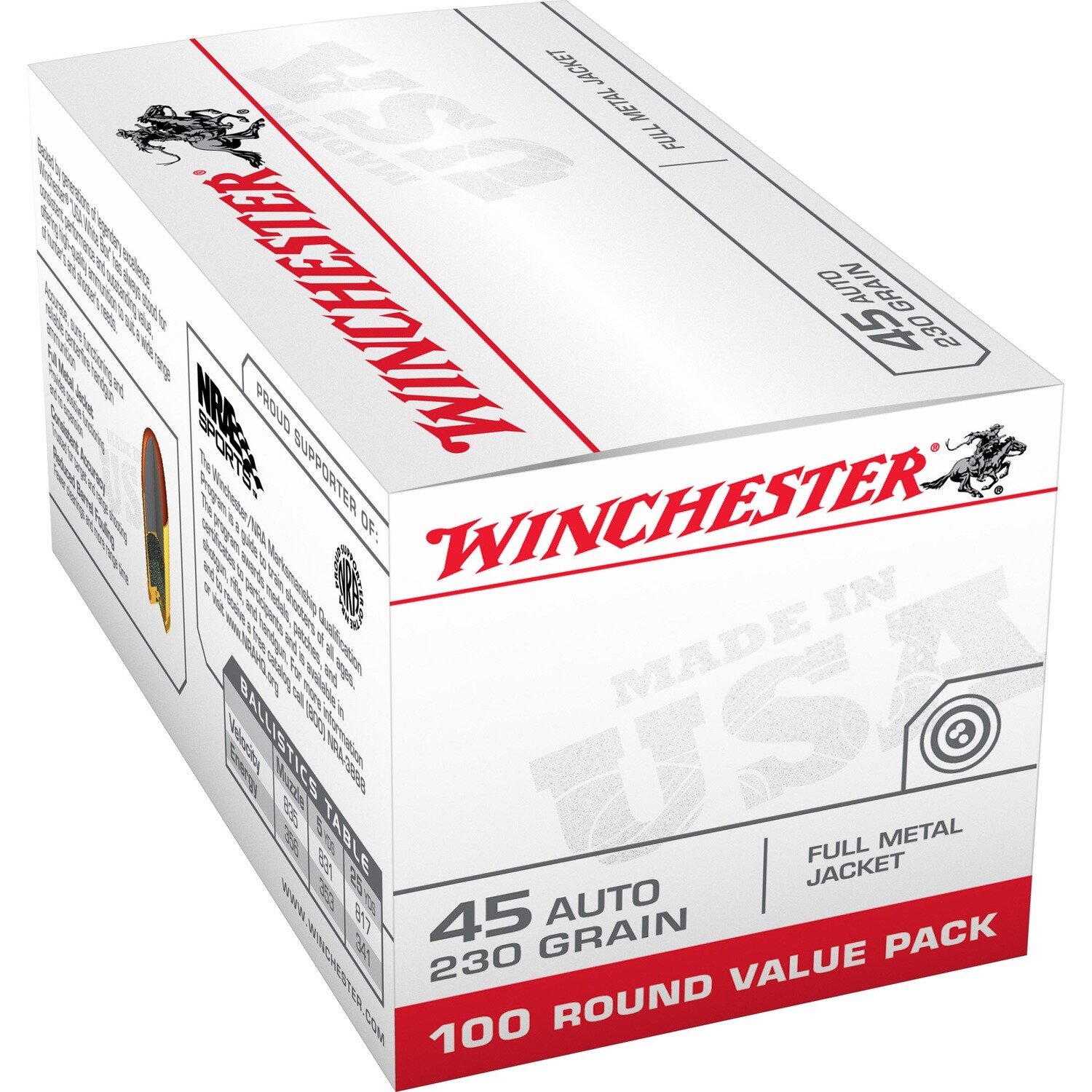 Win Usa Trgt 45auto 185gr Fmj 50/500