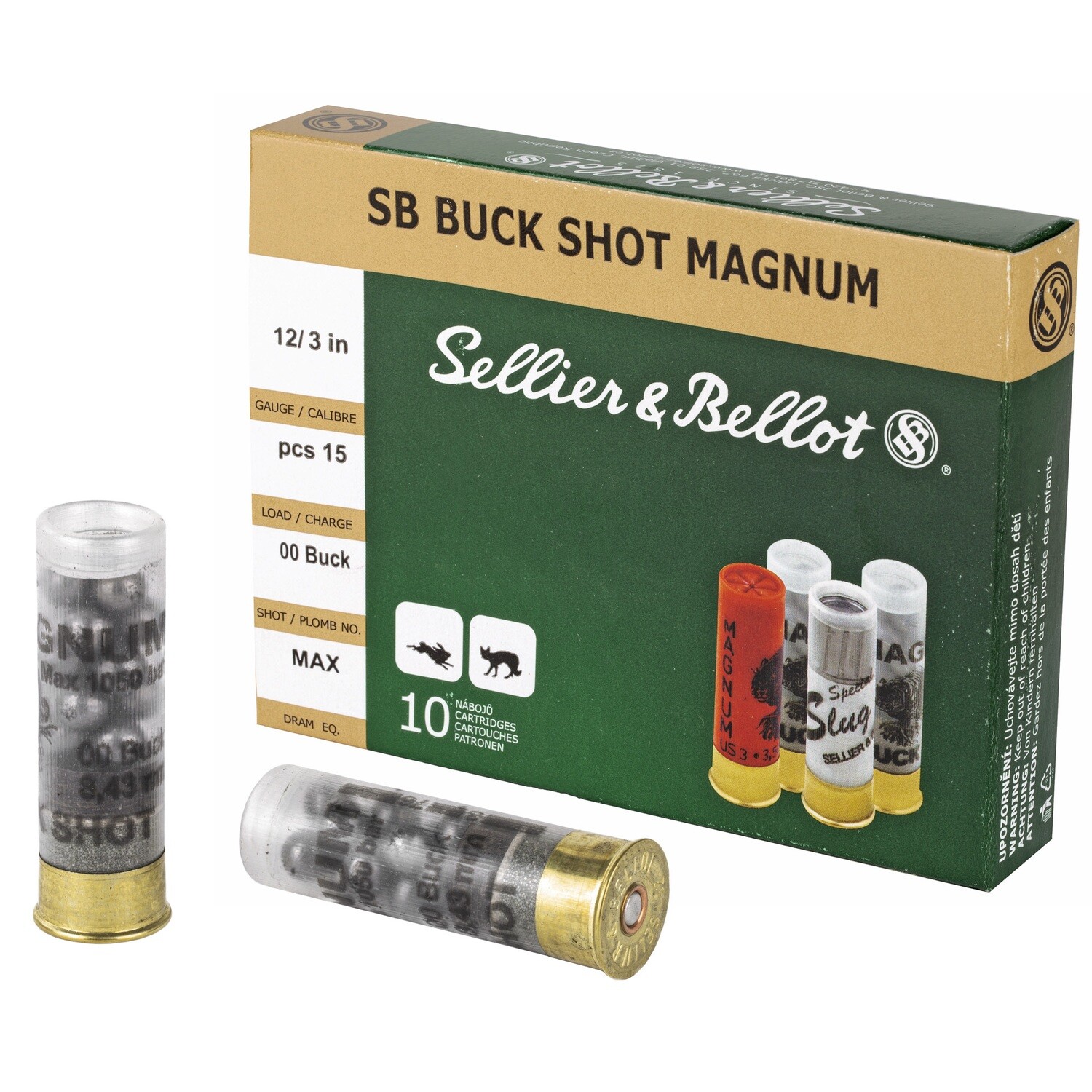 S&b 12ga 3" 00 15pel 10/250