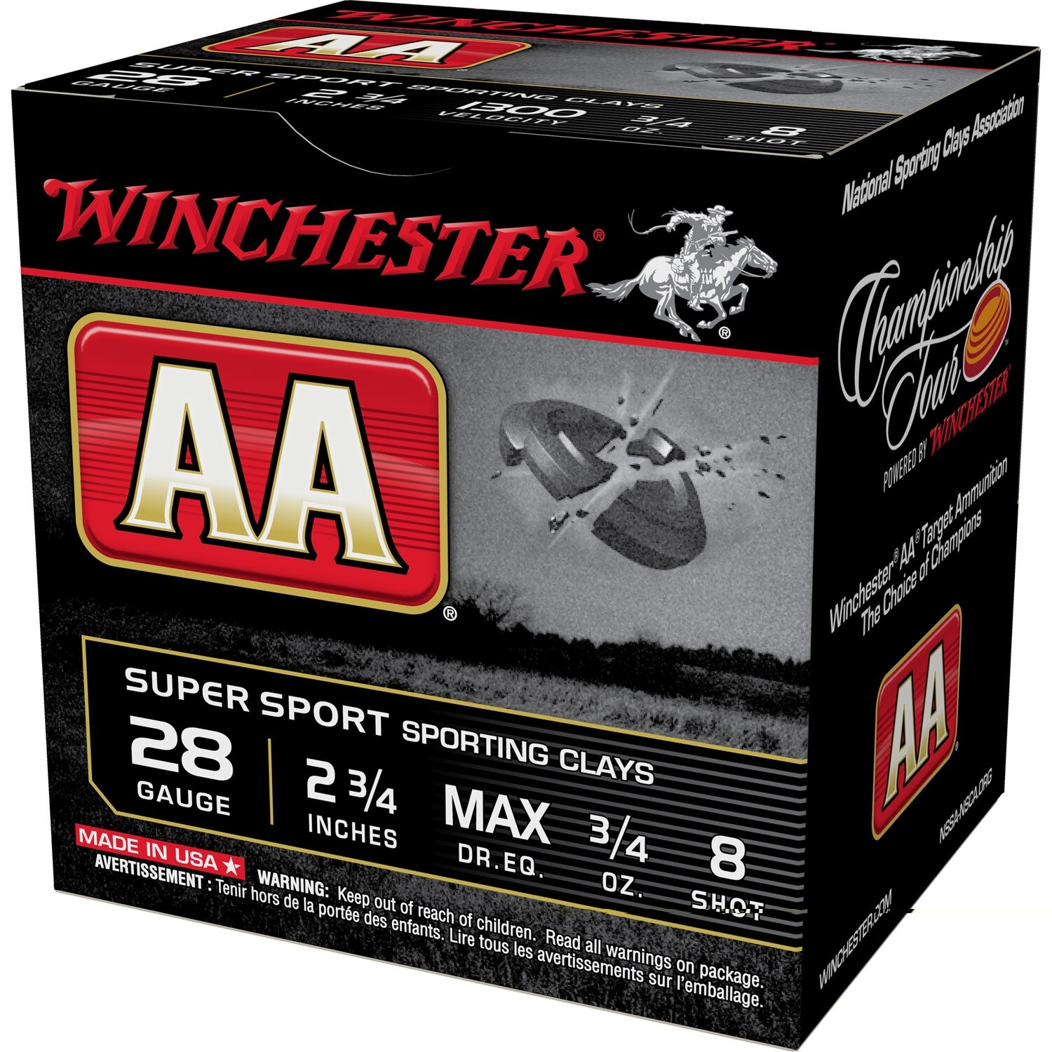 Win Aa Spr Spt 2-3/4" #8 25/250, Caliber: 28 Gauge