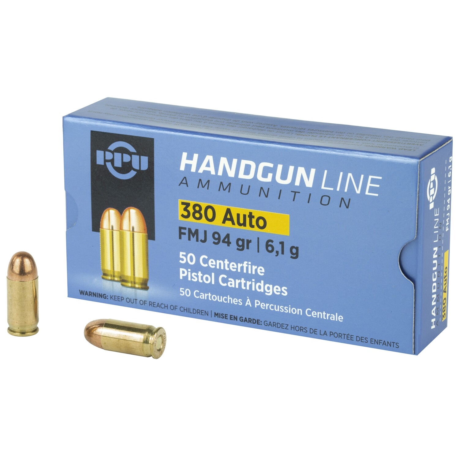 Ppu 380acp Fmj 94gr 50/1000