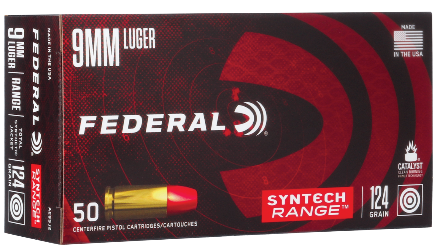 Federal American Eagle Syntech Range, Fed Ae9sj2       9mm       124 Tsj           50/10