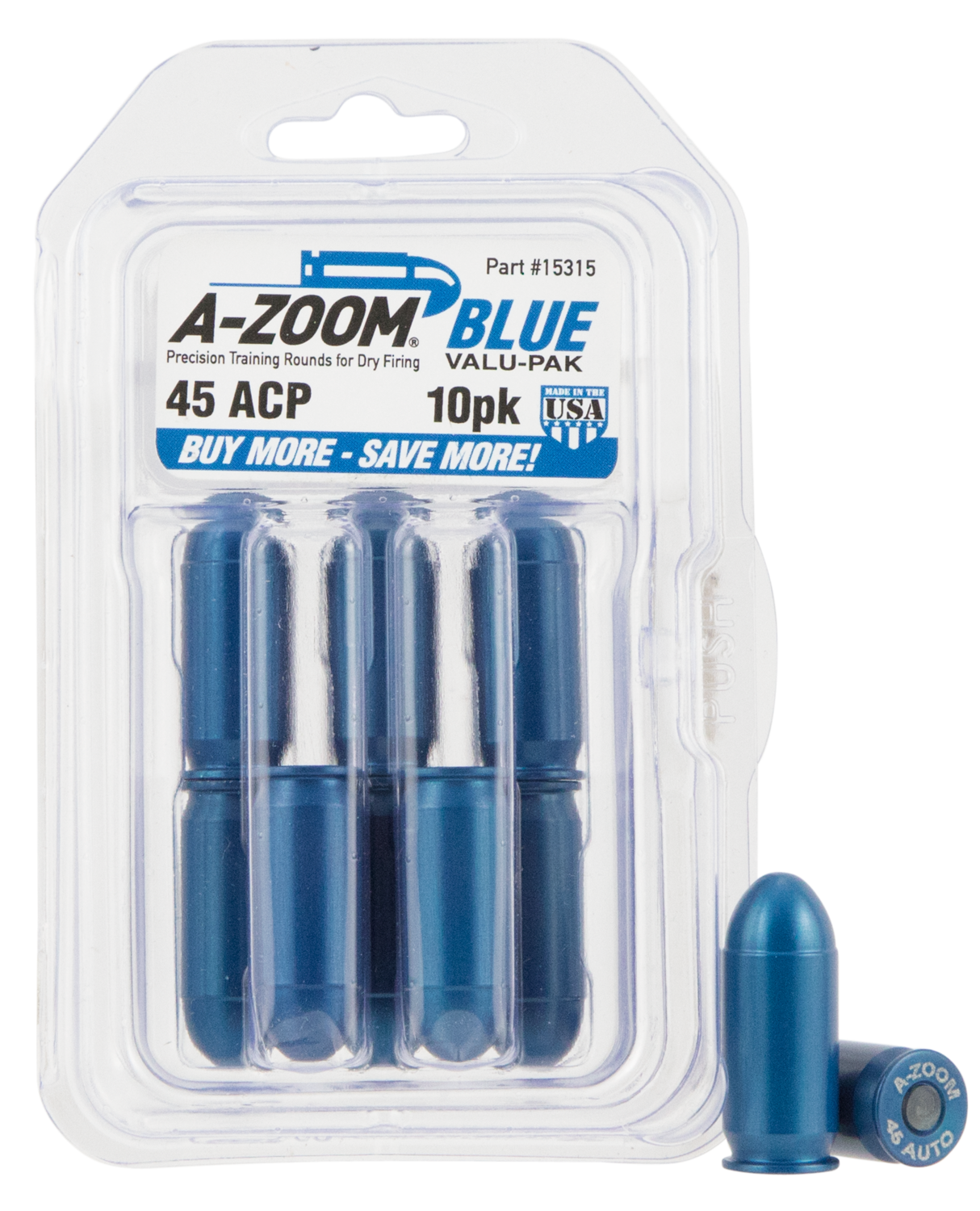 A-zoom Value Pack, Azoom 15315      Blue Snap Caps 45acp         10pk