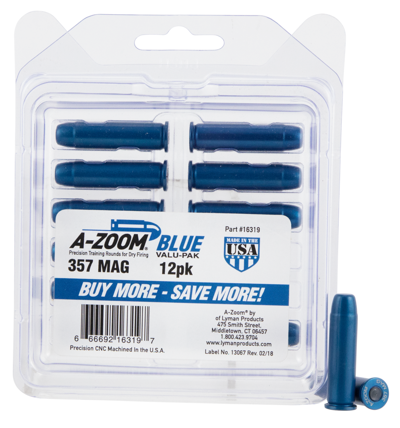 A-zoom Value Pack, Azoom 16319      Blue Snap Caps 357mag        12pk