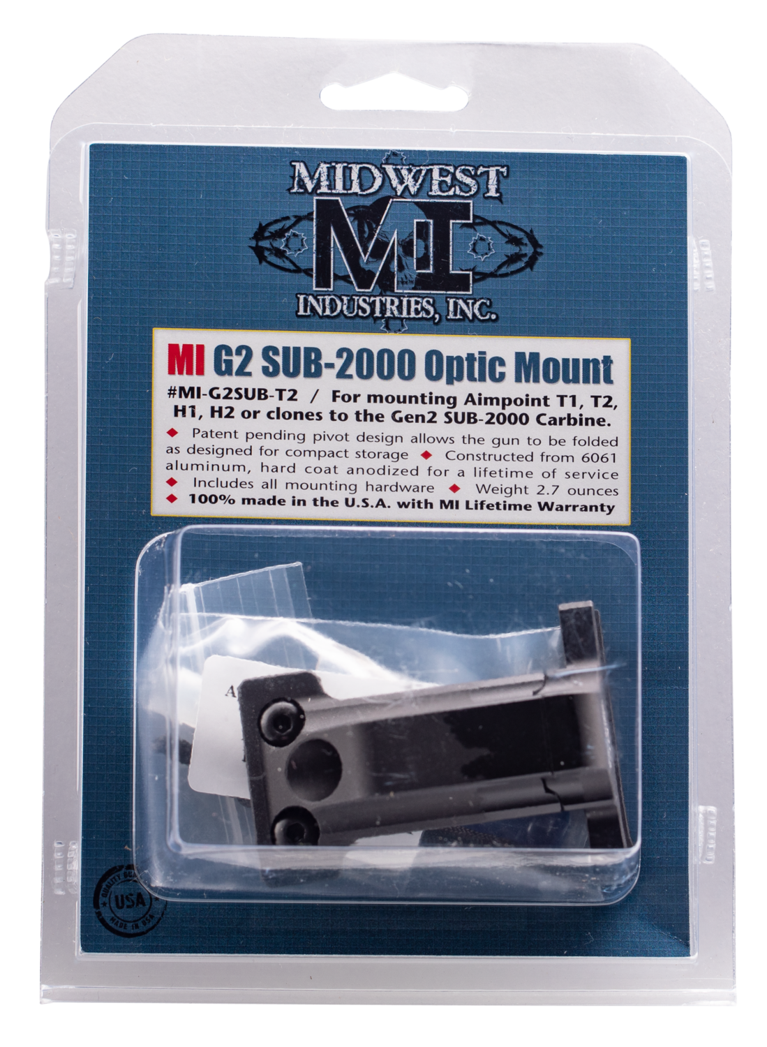 Midwest Industries Inc Sub-2000, Midwest Mi-g2sub-t2     G2 Kel 2000 T1 Optic Mnt