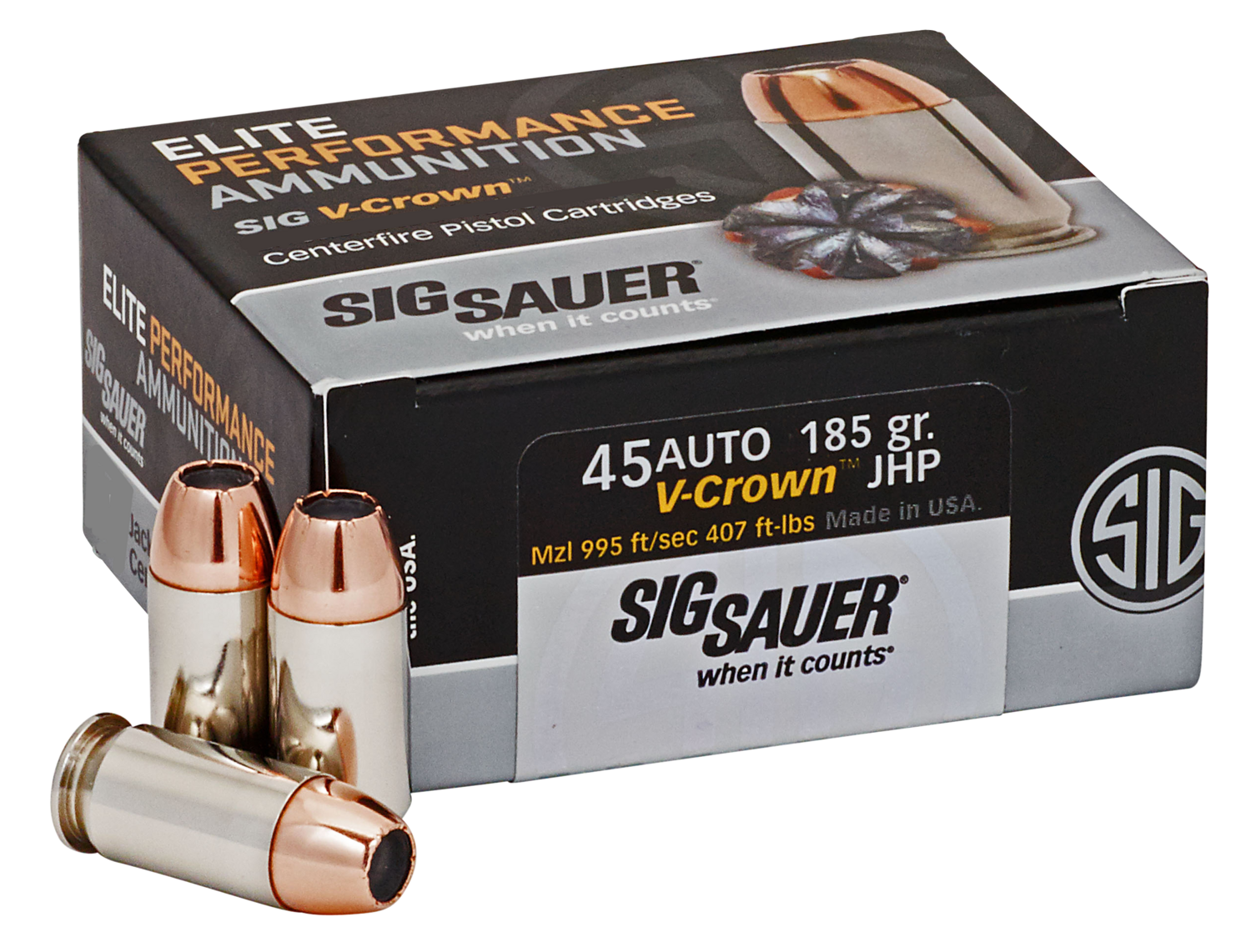 Sig Sauer Elite Defense, Sig E45ap0-50            Vcrwn 45   185 Jhp  50/10