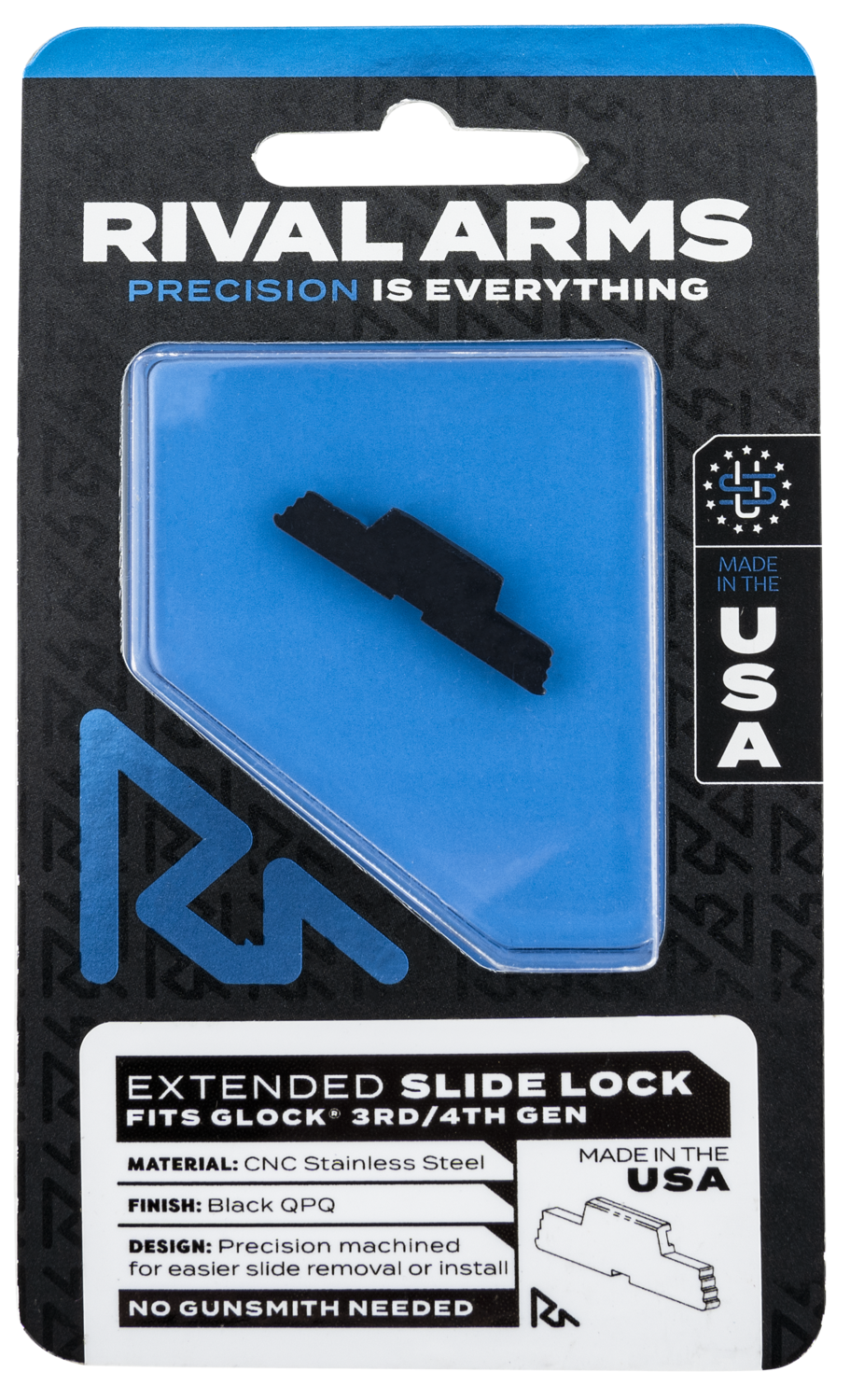 Rival Arms Slide Lock, Rival Ra80g001a    Slide Lck Ext Glk Gen 3/4 Blk