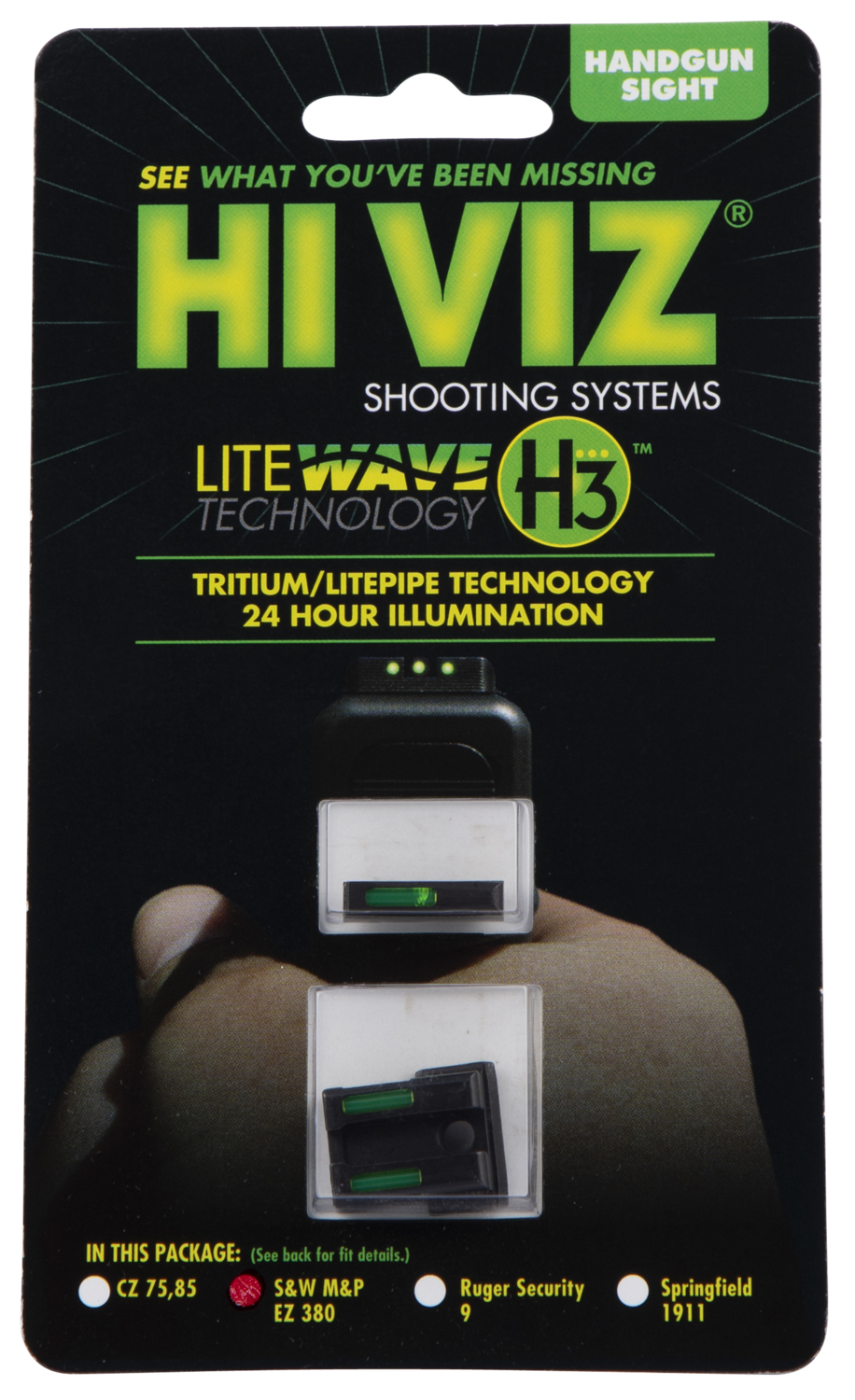 Hiviz Litewave H3 Tritium/litepipe S&w Ez380, Hiviz Ezn321   Litewave H3 Trit/litepipe M&p Ez380