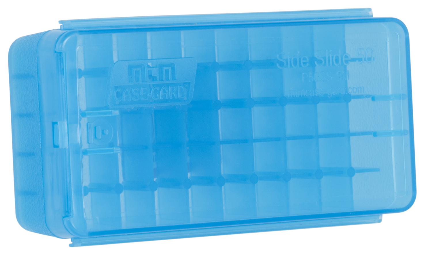 Mtm Side-slide Ammo Box, Mtm P50ss9m24   9mm Pstl Slide Stop 50rd Box  Blue
