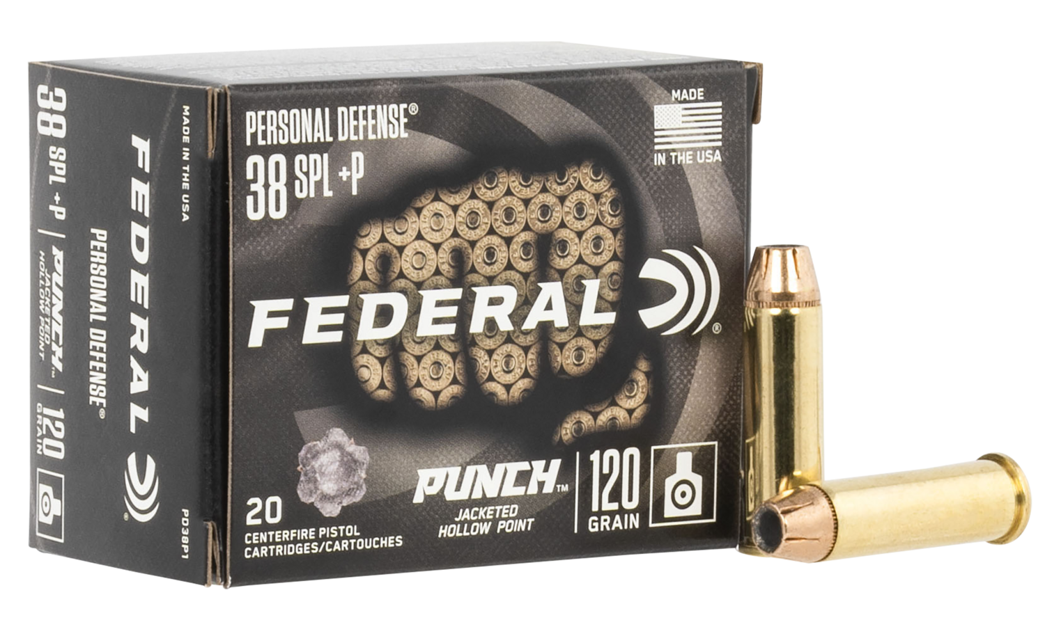 Federal Premium, Fed Pd38p1       38sp      120 Punch Jhp     20/10
