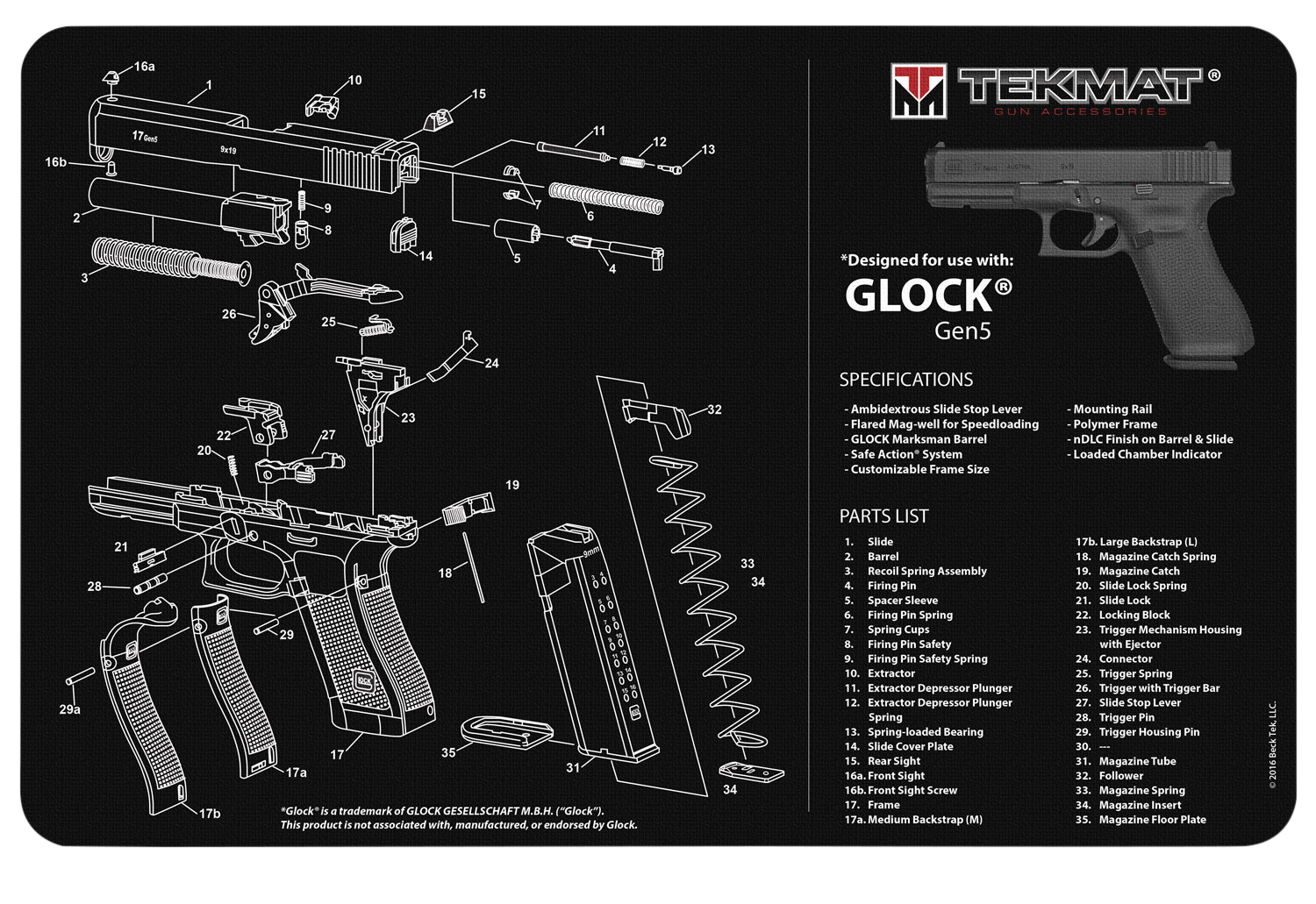 Beck Tek, Llc (tekmat) Glock Gen5, Tekmat Tekr17glockg5       Glock Gen 5