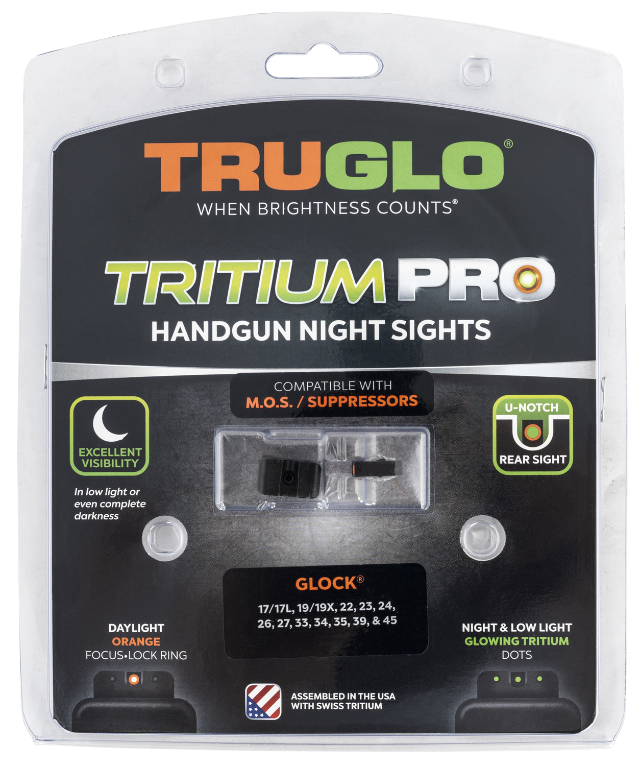 Truglo Tritium Pro, Tru Tg-231g1mc    Trit Pro Glock Mos Low Set Orn