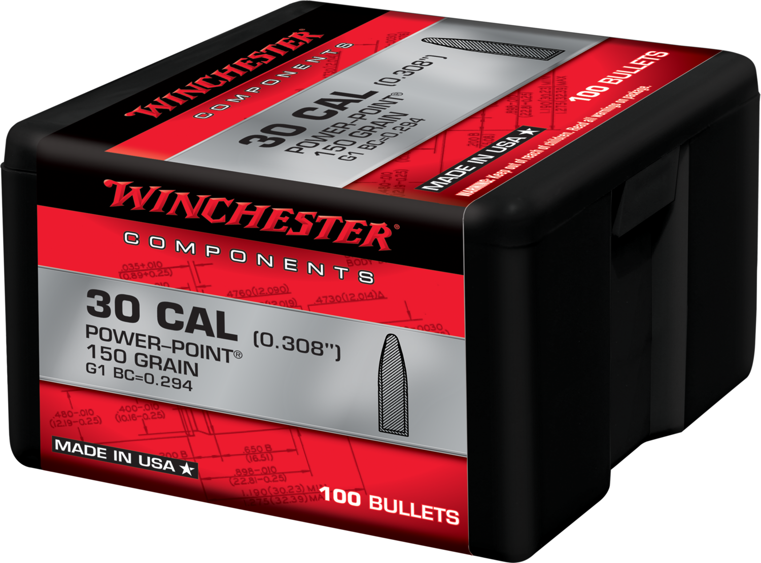 Winchester Ammo Centerfire Rifle, Win Wb30pp150x Bul 30    150 Pp          100/10