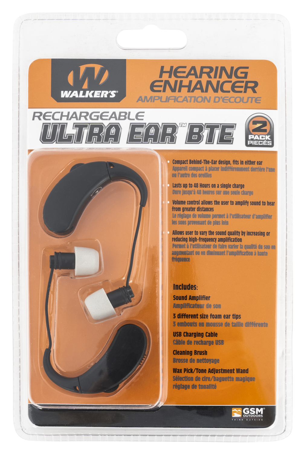 Walkers Game Ear Ultra Ear Bte, Wlkr Gwp-rchue-2pk     Rechargeable Ultr Ear 2pk
