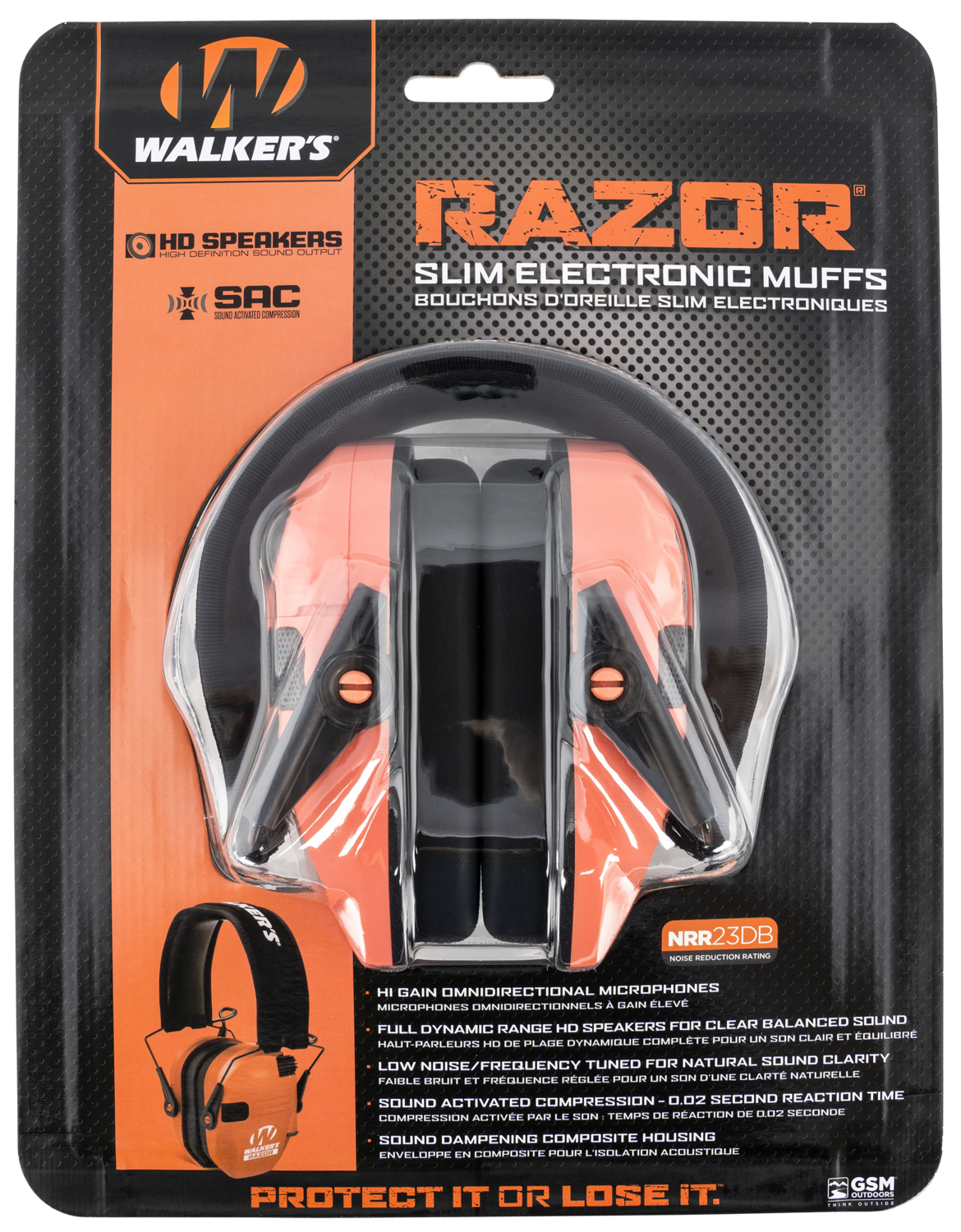 Walkers Game Ear Razor Slim Electronic, Wlkr Gwp-rsem-cor      Razr Slim Elc Muf Coral