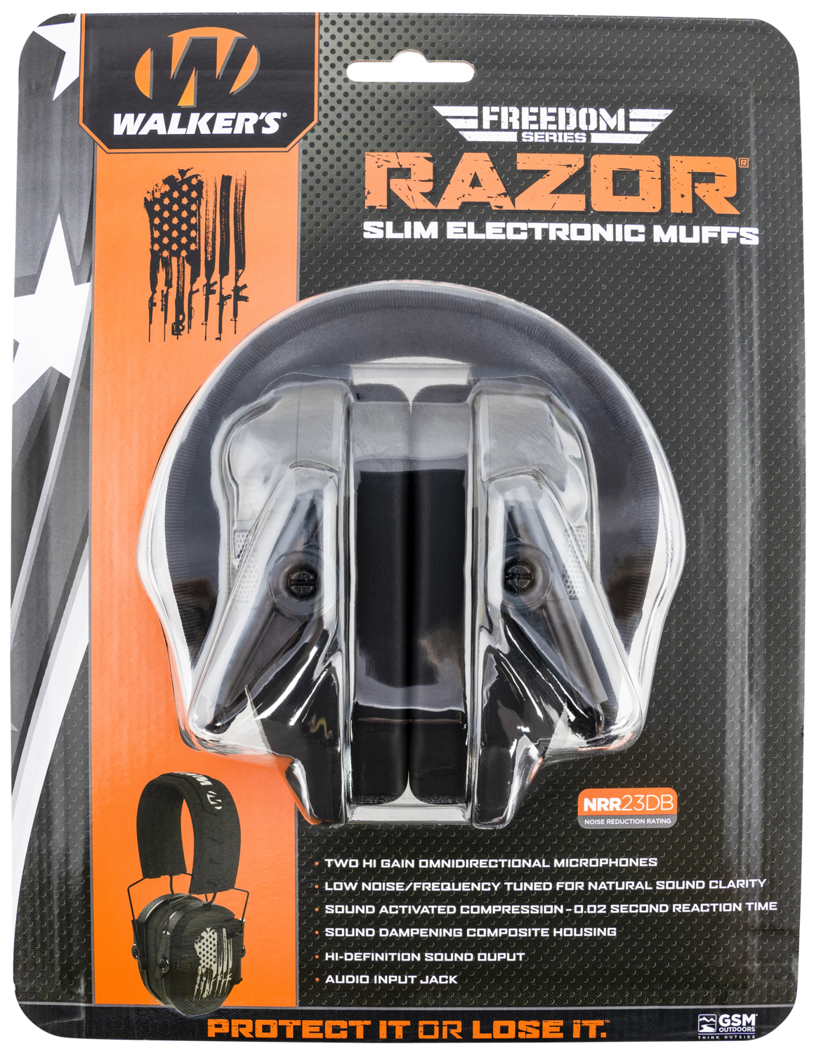 Walkers Game Ear Razor Slim Electronic, Wlkr Gwp-rsemfs-flg    Razr Freedom Muff Flg
