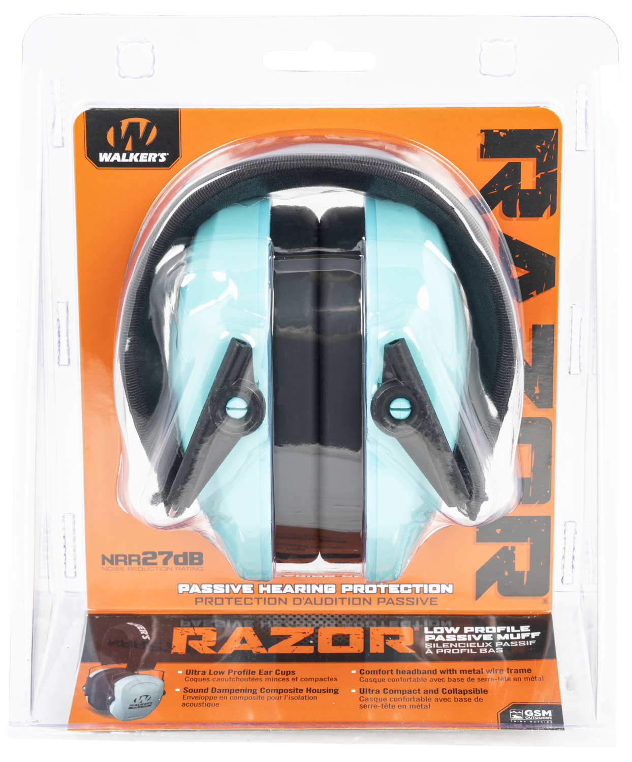 Walkers Game Ear Razor Slim Passive, Wlkr Gwp-rsmpas-tl     Razr Pro Passive  Teal