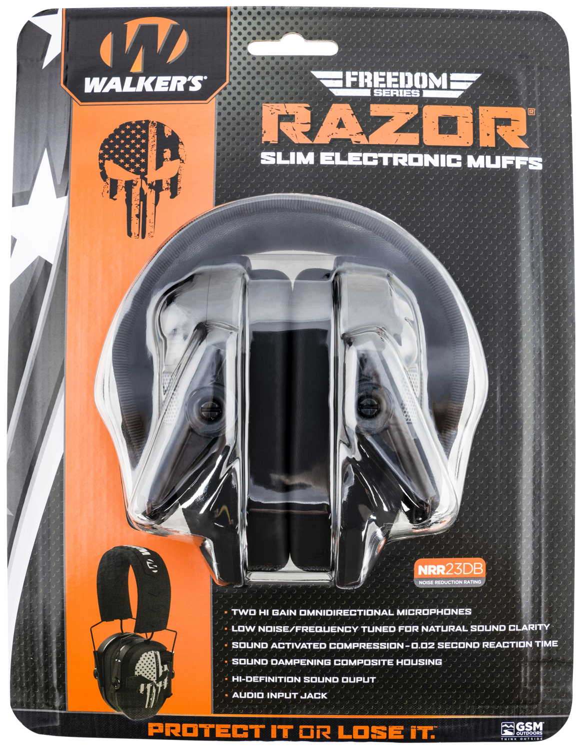 Walkers Game Ear Razor Slim Electronic, Wlkr Gwp-rsemfs-pun    Razr Freedom Muff Pun
