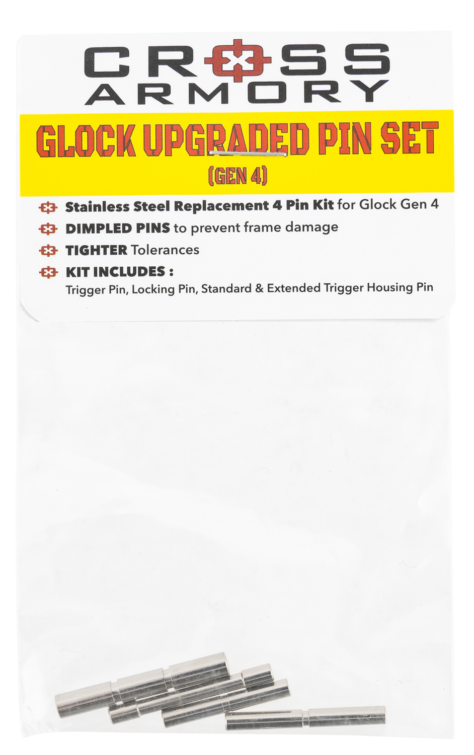 Cross Armory 4 Pin Set, Cross Crg4pssv Glock 4 Pin Set - Gen 4 - Silver