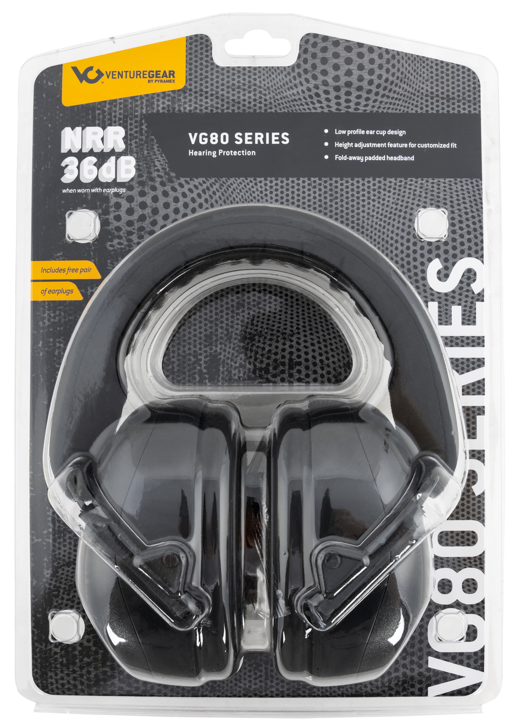 Pyramex Venture Gear, Pyra Vgpm8011c   Earmuffs Black    Nrr26 Clam Pack