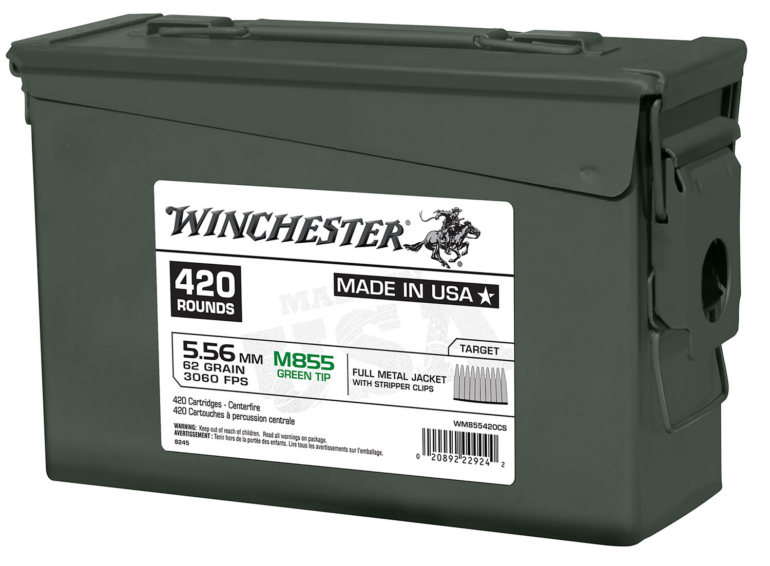 Winchester Ammo Usa, Win Wm855420cs 5.56 Grntp 62 Fmj Lc *can*    420/2