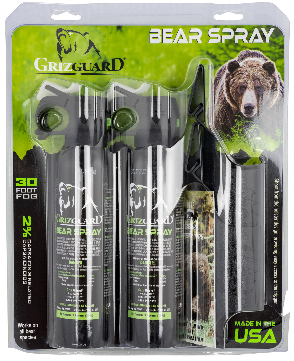 Udap Griz Guard, Udap 260gg2  Griz Guard Bear Pepper Spray(2) 9.2oz
