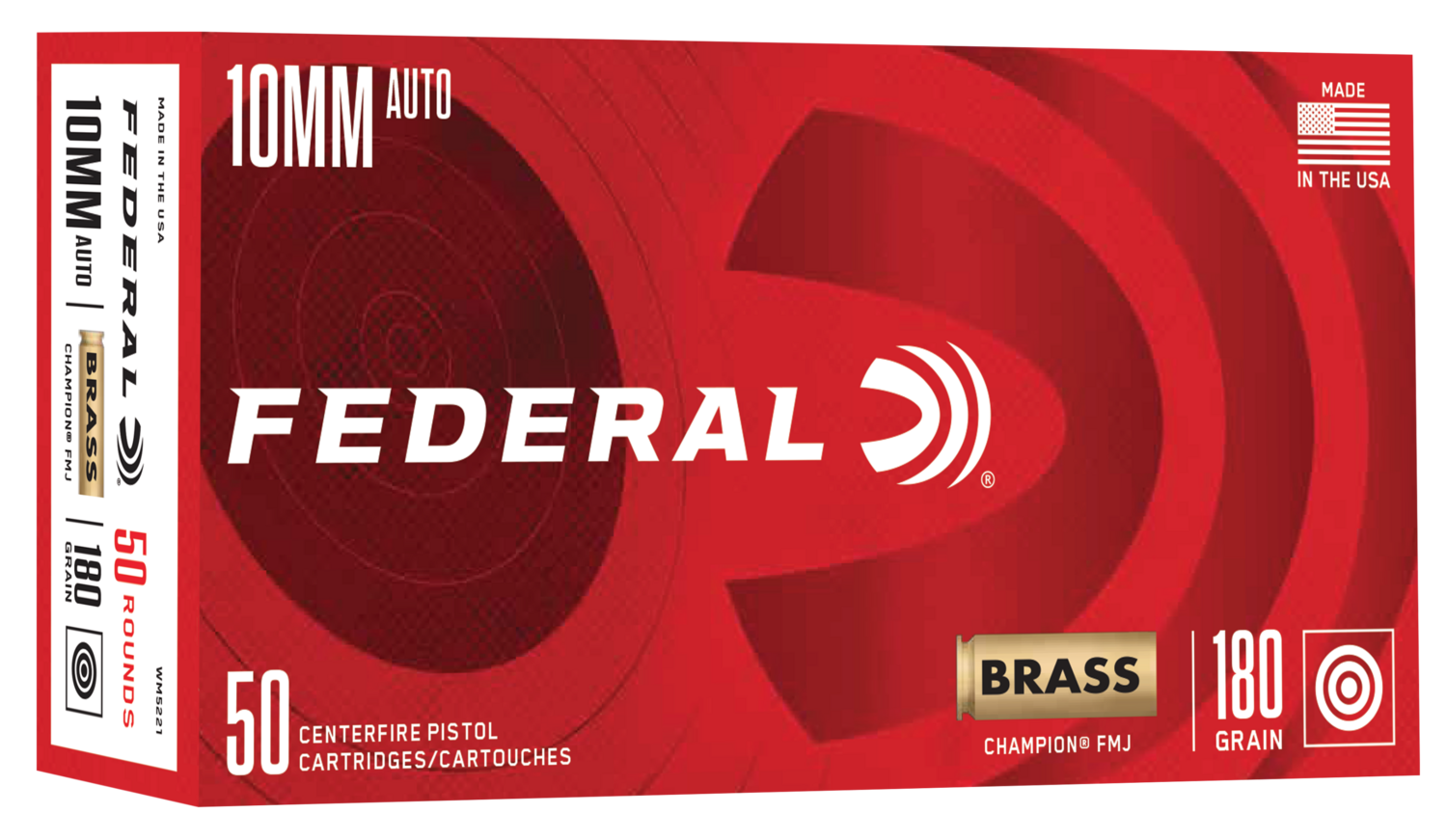 Federal Champion Training, Fed Wm5221      10mm       180 Fmj Brass     50/20