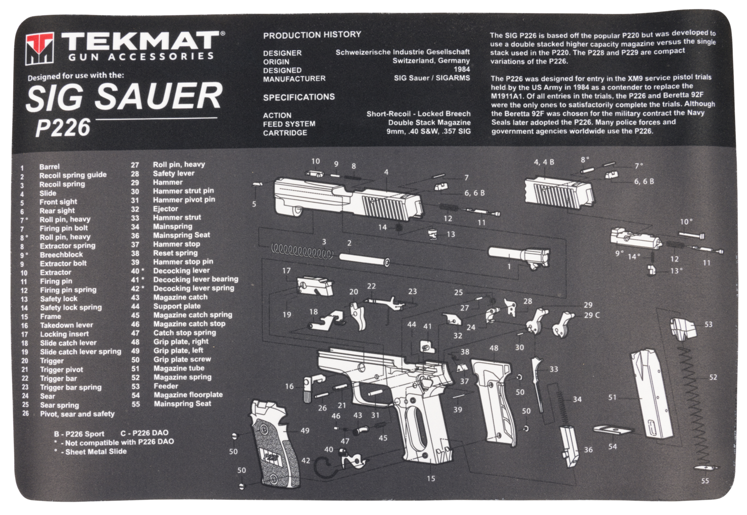Beck Tek, Llc (tekmat) Sig Sauer P226, Tekmat Tekr17sigp226       Sig P226 Gn  Mat