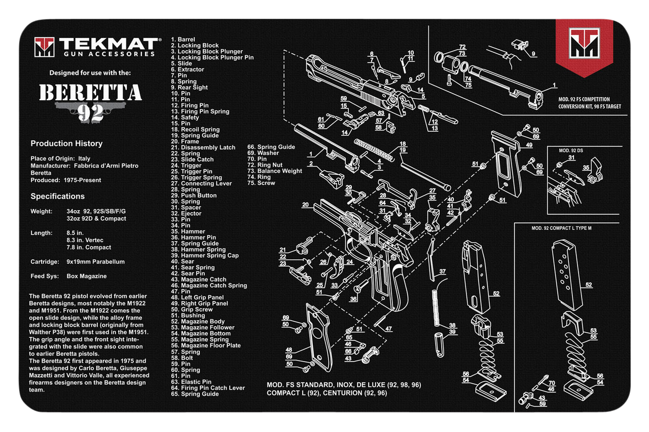 Beck Tek, Llc (tekmat) Beretta 92, Tekmat Tekr17ber92         Beretta 92 Gn Mat