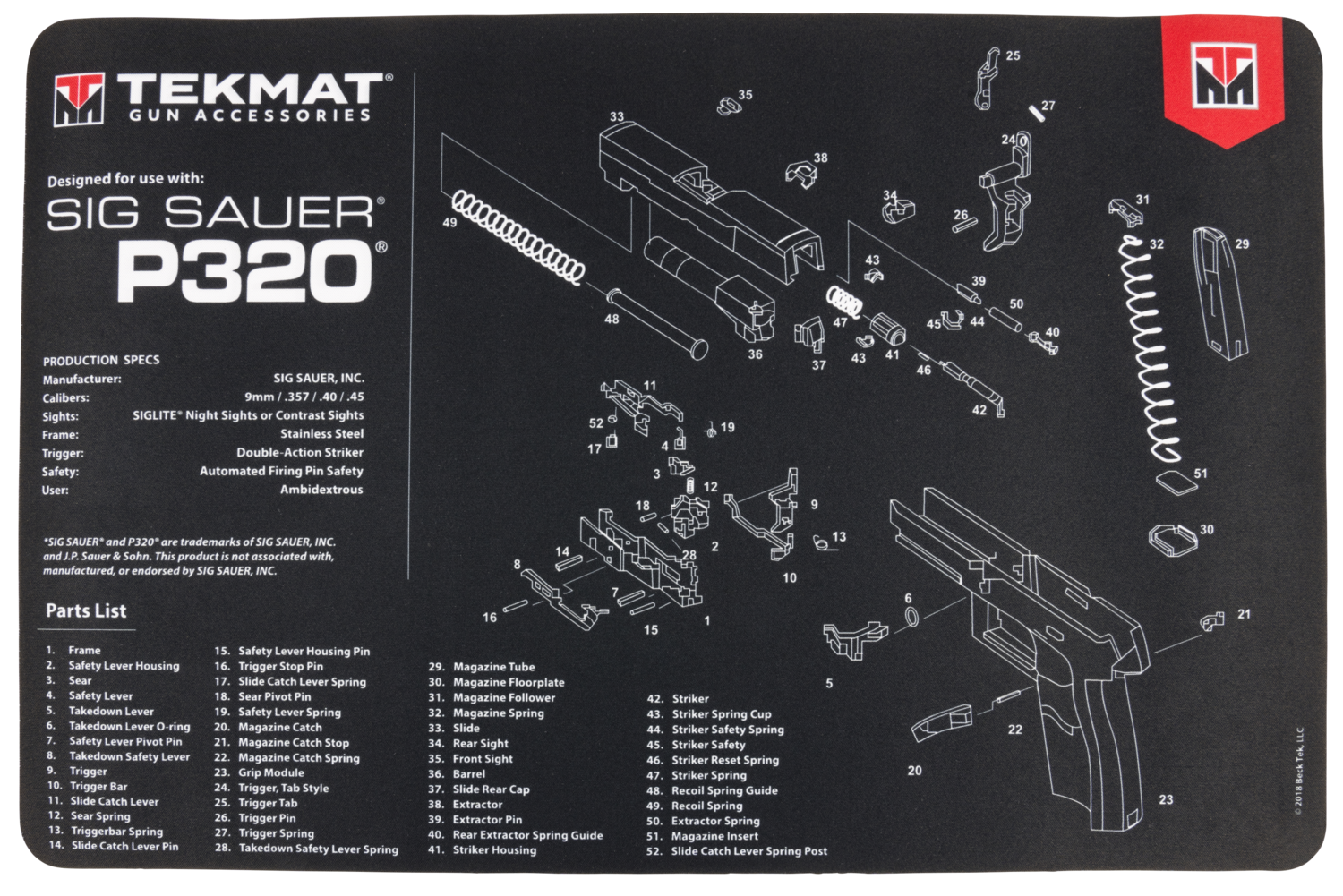 Beck Tek, Llc (tekmat) , Tekmat Tekr17sigp320       Sig P320 Gn  Mat