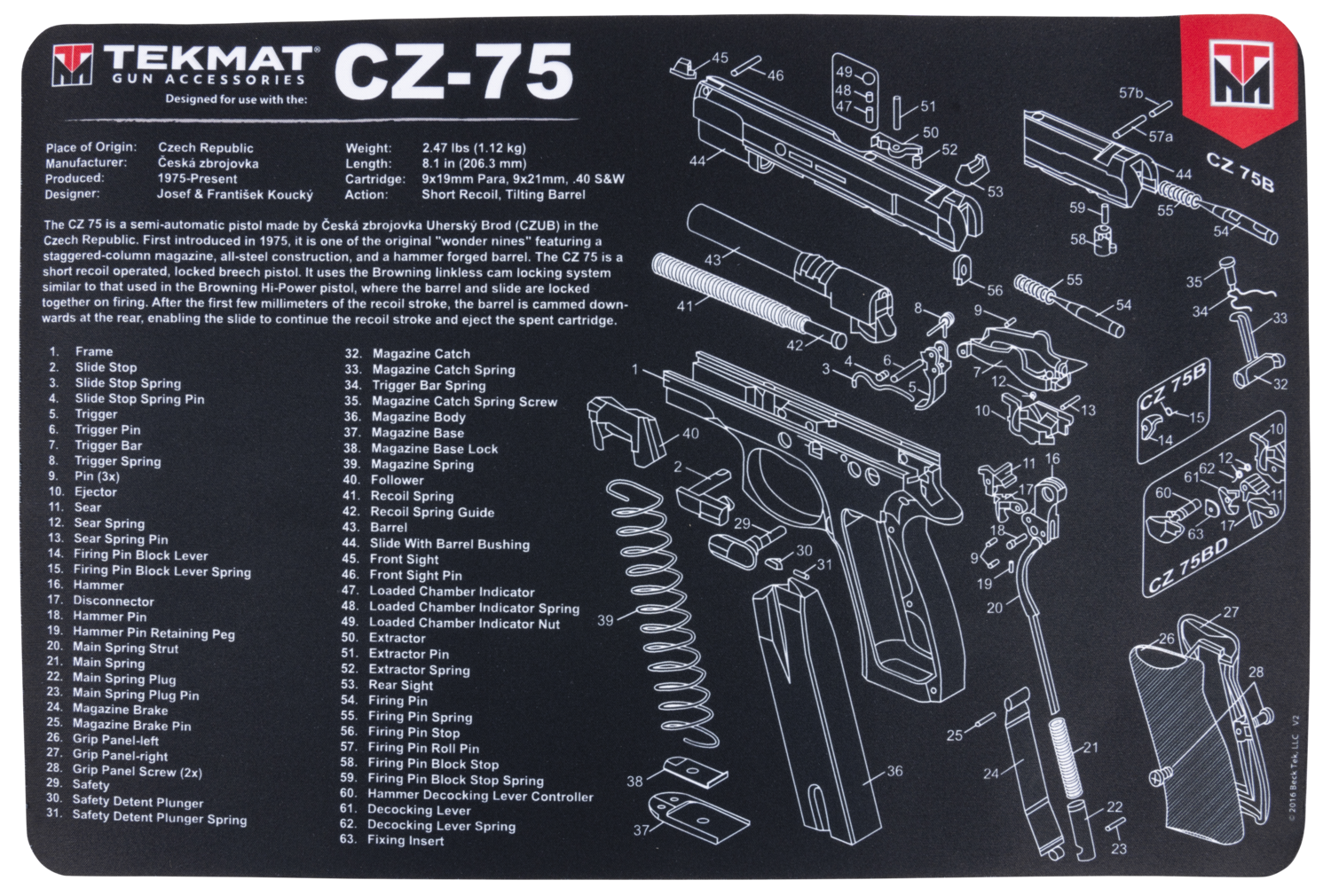 Beck Tek, Llc (tekmat) Cz 75, Tekmat Tekr17cz75          Cz-75 Gun          Mat
