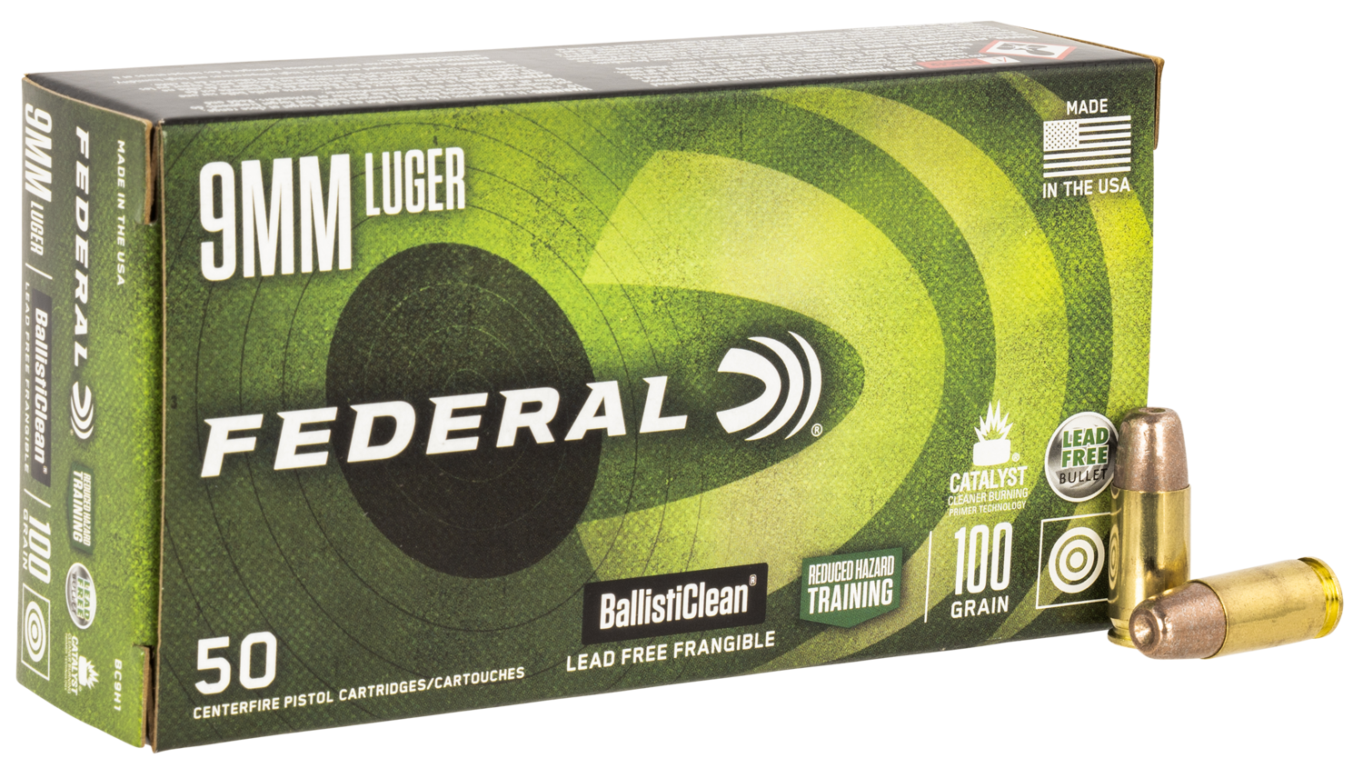 Federal Ballisticlean, Fed Bc9h1        9mm 100 Fran Brht           50/20