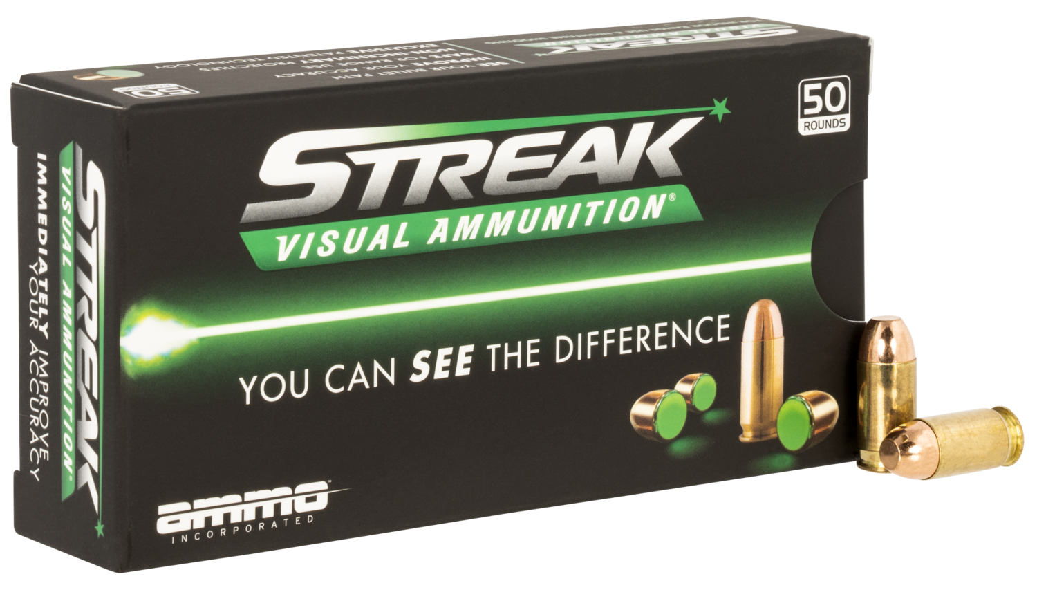 Ammo Incorporated Streak Visual (green), Ammoinc 380100tmcstrkgrn50 380 100 Tmc Strk  50/20