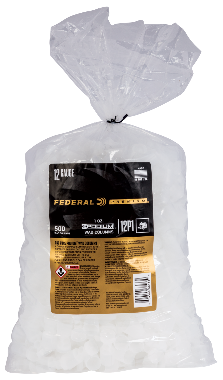 Federal Podium Wad, Fed 12p1      12 1  Oz Podium Wad           500/10