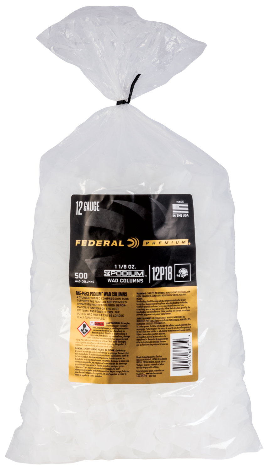 Federal Podium Wad, Fed 12p18     12 1-1/8 Oz Podium Wad        500/10