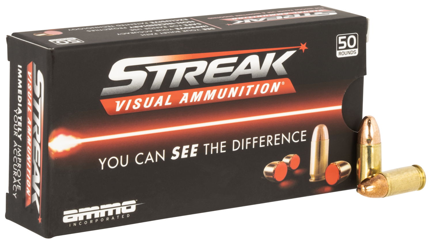 Ammo Incorporated Streak Visual (red), Ammoinc 9124tmcstrkred50  9m   124 Tmc Strk  50/20