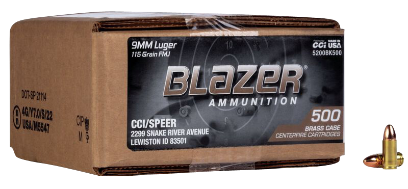 Cci Blazer Brass, Cci 5200bk500    9mm 115 Blzr Brass *loose   500/1