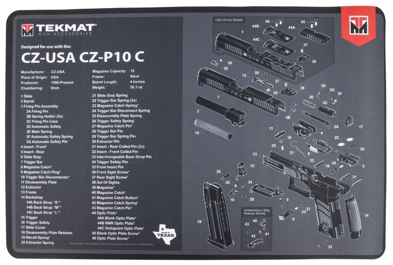 Beck Tek, Llc (tekmat) Cz P-10c, Tekmat Tekr17czp10c        Cz P-10c