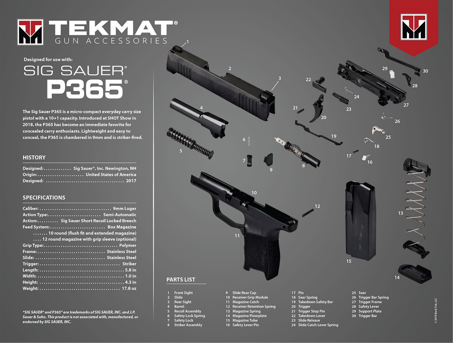 Beck Tek, Llc (tekmat) Sig Sauer P365, Tekmat Tek-r20-sigp365     Ultra 20 Sig9365