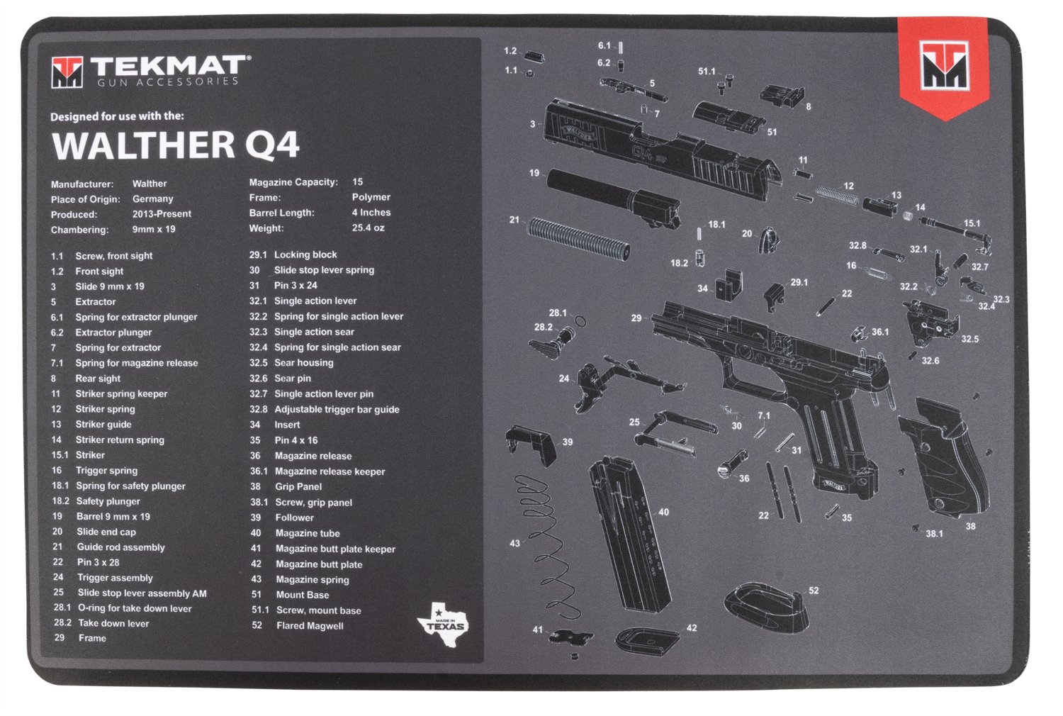 Beck Tek, Llc (tekmat) Walther Q4 Sf, Tekmat Tekr17walq4sf       Walther Q4 Sf