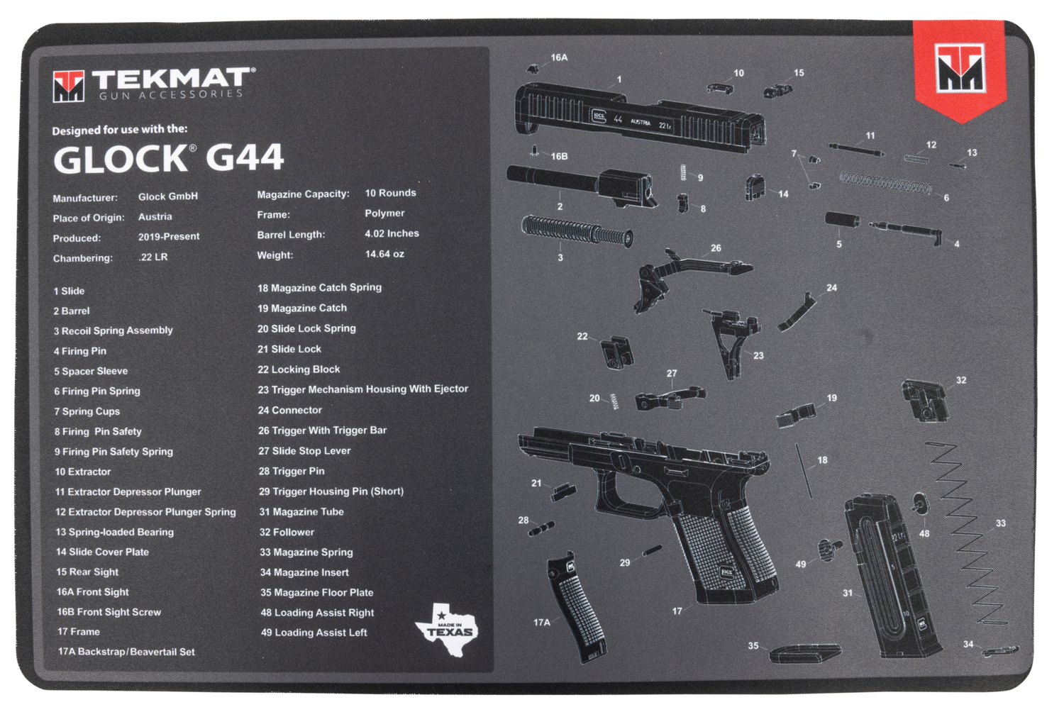 Beck Tek, Llc (tekmat) Glock 44, Tekmat Tekr17glock44       Glk 44