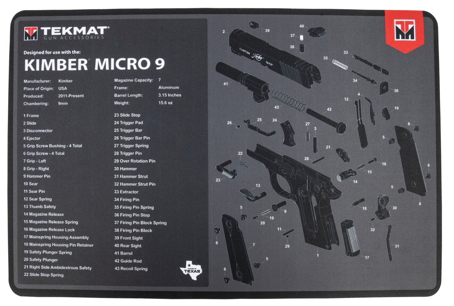 Beck Tek, Llc (tekmat) Kimber Micro 9, Tekmat Tekr17kimbermcr9    Kimber Micro 9